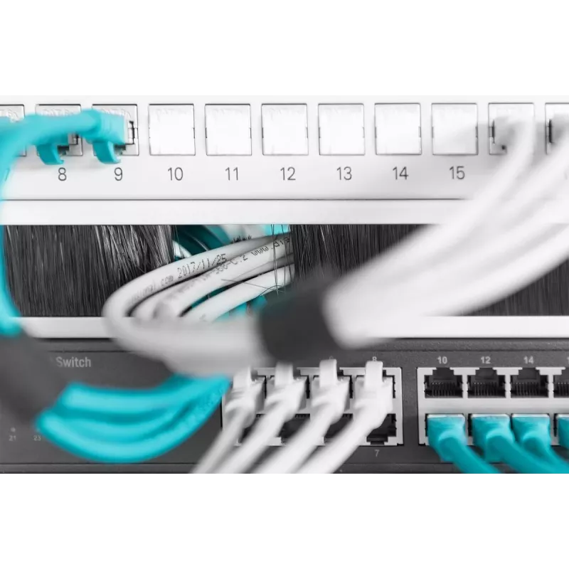 DIGITUS 1U cable brush management panel 44x483x11 mm, brush size 27x423 mm, color grey (RAL 7035)