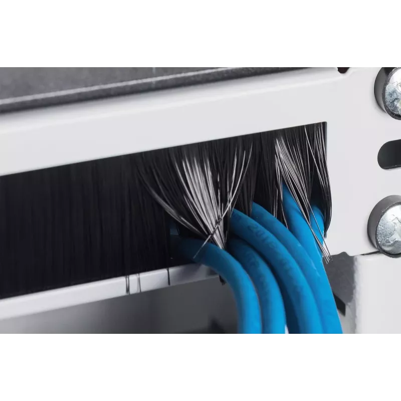 DIGITUS 1U cable brush management panel 44x483x11 mm, brush size 27x423 mm, color grey (RAL 7035)