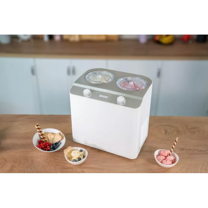 Unold Doppio Compressor ice cream maker 2.4 L 250 W Satin steel, White