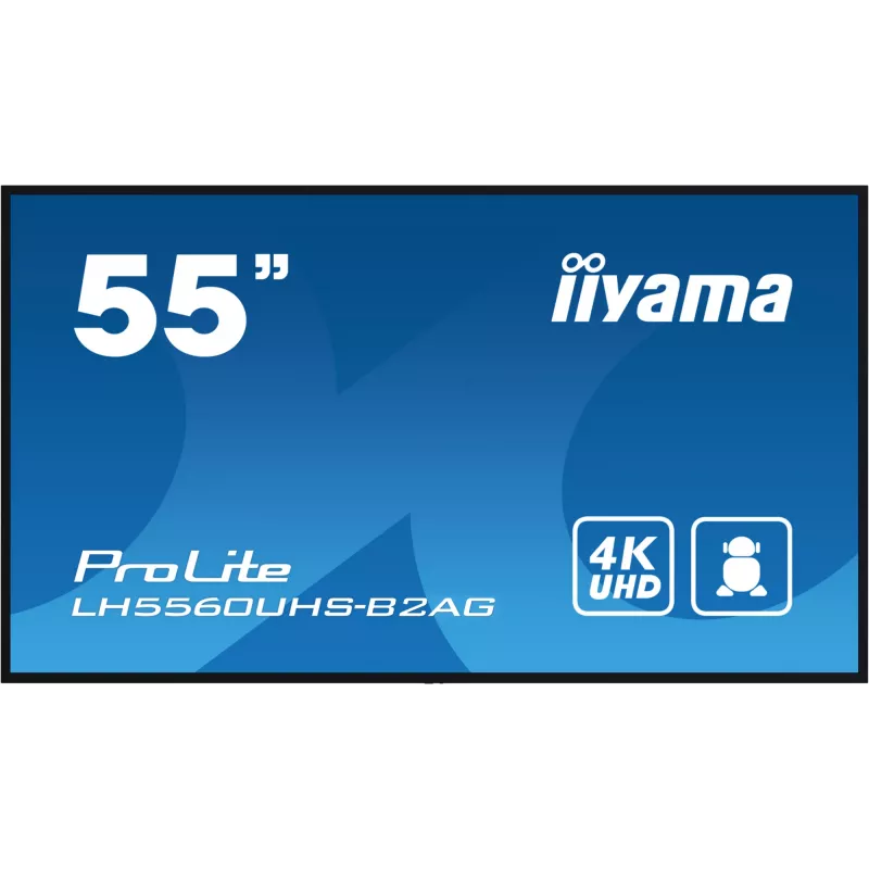 iiyama LH5560UHS-B2AG Signage Display Digital A-board 138.7 cm (54.6 inch) LED Wi-Fi 500 cd/m² 4K Ultra HD Black Built-in processor Android 11 24/7