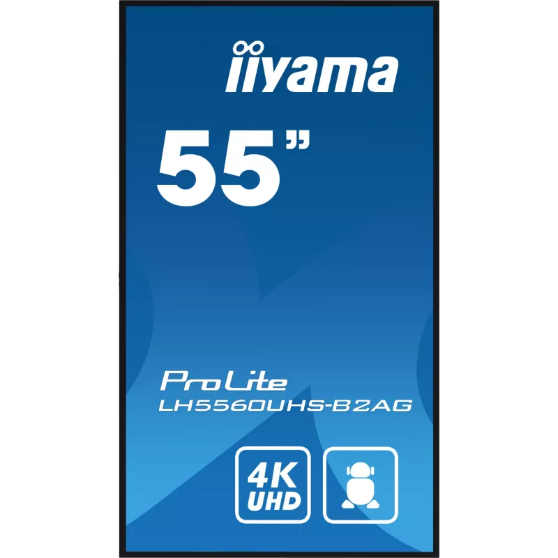 iiyama LH5560UHS-B2AG Signage Display Digital A-board 138.7 cm (54.6 inch) LED Wi-Fi 500 cd/m² 4K Ultra HD Black Built-in processor Android 11 24/7