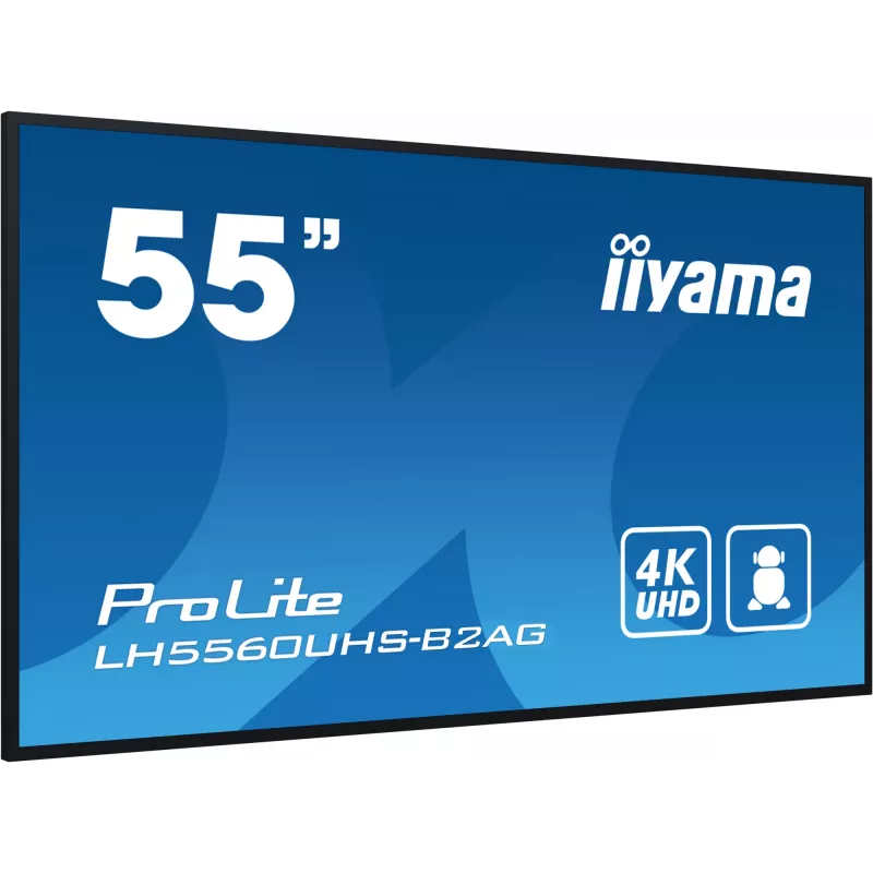 iiyama LH5560UHS-B2AG Signage Display Digital A-board 138.7 cm (54.6 inch) LED Wi-Fi 500 cd/m² 4K Ultra HD Black Built-in processor Android 11 24/7