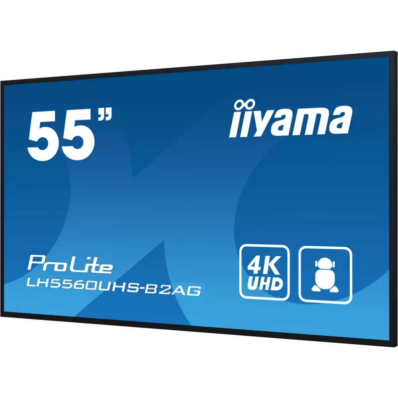 iiyama LH5560UHS-B2AG Signage Display Digital A-board 138.7 cm (54.6 inch) LED Wi-Fi 500 cd/m² 4K Ultra HD Black Built-in processor Android 11 24/7