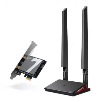 TP-Link Archer BE9300 Wi-Fi 7 Bluetooth 5.4 PCIe Adapter, Internal, Wireless, PCI Express, WLAN / Bluetooth, 9300 Mbit/s, Black