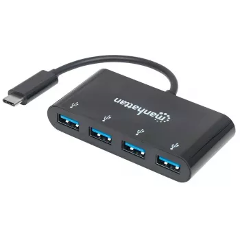 Manhattan USB-C Dock/Hub, Ports (x4): USB-A (x4), 5 Gbps (USB 3.2 Gen1 aka USB 3.0), USB powered (no external power supply required), Cable 20cm, Equivalent to HB30C4AB