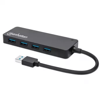 Manhattan USB-A 4-Port Hub, 4x USB-A Ports, 5 Gbps (USB 3.2 Gen1 aka USB 3.0), USB powered (no external power supply required), Equivalent to ST4300PBU3 & ST4300MINU3B