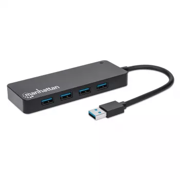 Manhattan USB-A 4-Port Hub, 4x USB-A Ports, 5 Gbps (USB 3.2 Gen1 aka USB 3.0), USB powered (no external power supply required), Equivalent to ST4300PBU3 & ST4300MINU3B