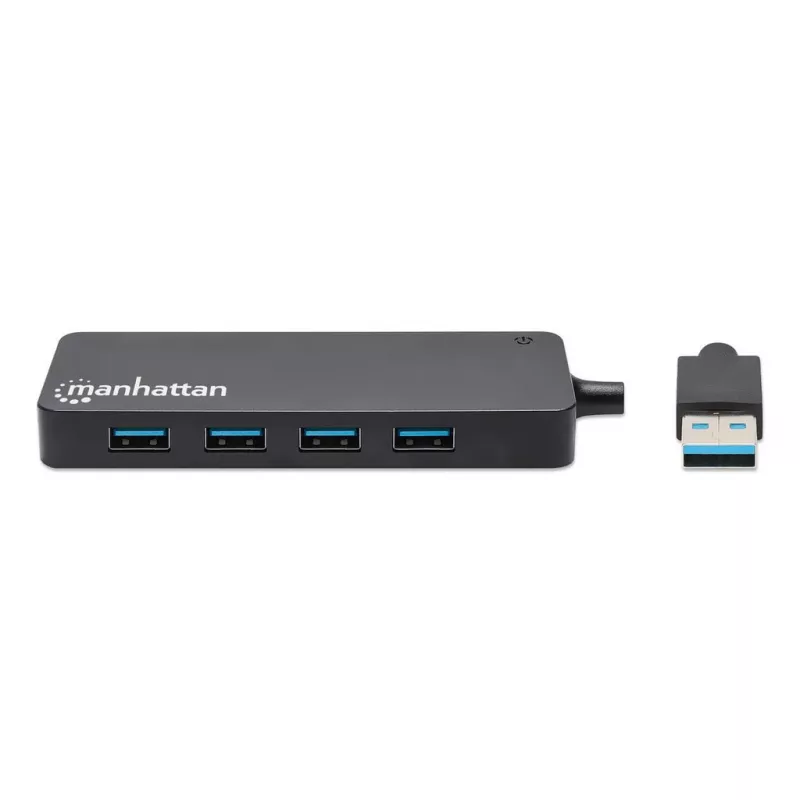 Manhattan USB-A 4-Port Hub, 4x USB-A Ports, 5 Gbps (USB 3.2 Gen1 aka USB 3.0), USB powered (no external power supply required), Equivalent to ST4300PBU3 & ST4300MINU3B