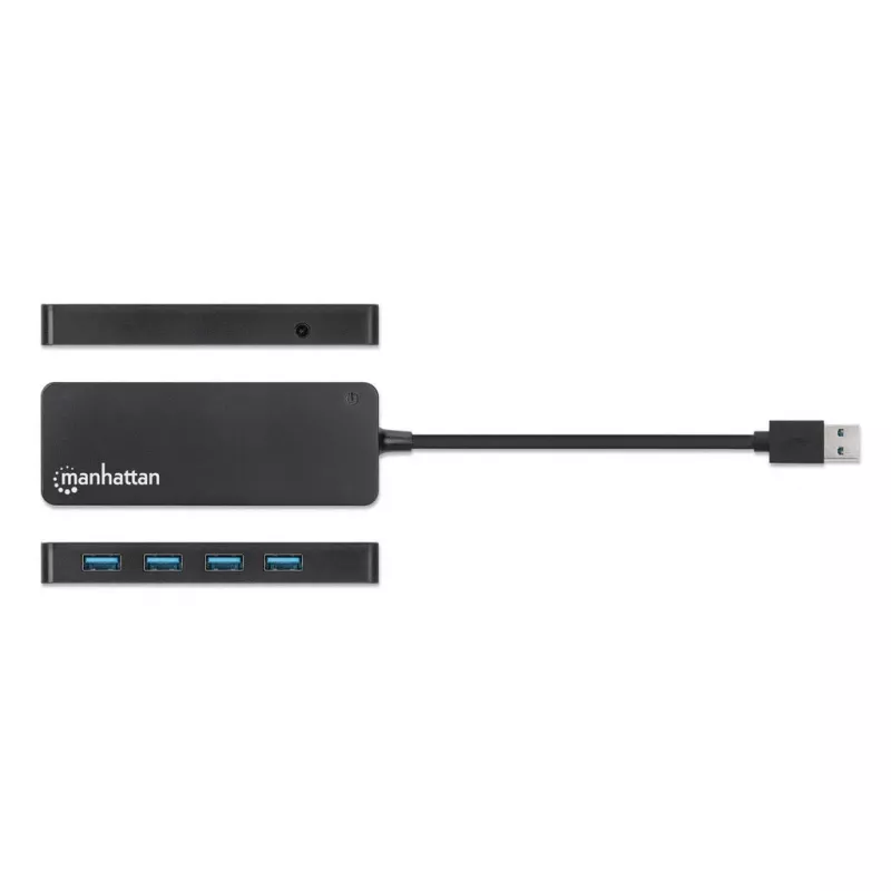 Manhattan USB-A 4-Port Hub, 4x USB-A Ports, 5 Gbps (USB 3.2 Gen1 aka USB 3.0), USB powered (no external power supply required), Equivalent to ST4300PBU3 & ST4300MINU3B