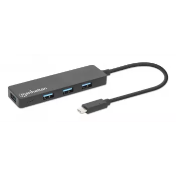 Manhattan USB-C Dock/Hub, Ports (4): USB-A (x4), 5 Gbps (USB 3.2 Gen1 aka USB 3.0), USB powered (no external power supply required), Equivalent to HB30CM4AB