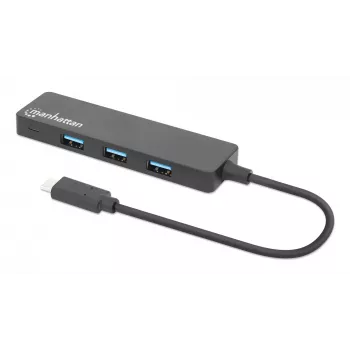 Manhattan USB-C Dock/Hub, Ports (4): USB-A (x4), 5 Gbps (USB 3.2 Gen1 aka USB 3.0), USB powered (no external power supply required), Equivalent to HB30CM4AB