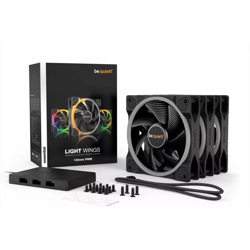 be quiet Light Wings 120mm ARGB PWM Fan Black 3 Pack