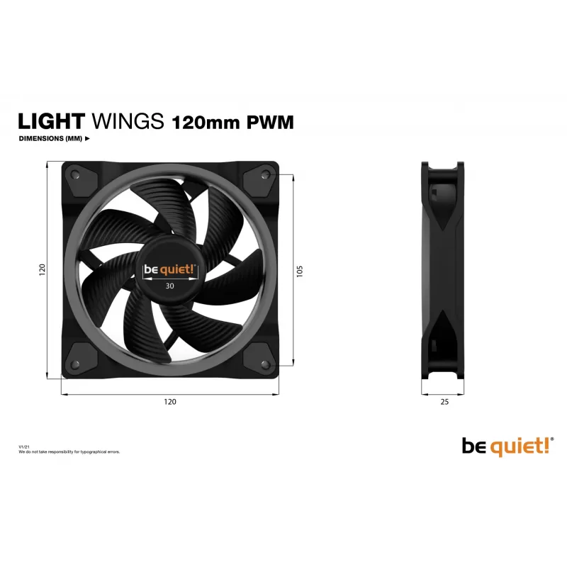 be quiet Light Wings 120mm ARGB PWM Fan Black 3 Pack