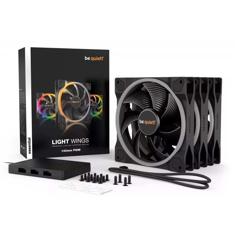 be quiet Light Wings 140mm ARGB PWM Fan Black 3 Pack