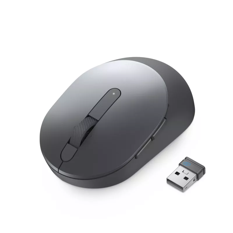 DELL Pro Plus Compact Mouse - MS5120W - Titan Gray, Ambidextrous, Optical, RF Wireless + Bluetooth, 1600 DPI, Grey, Titanium