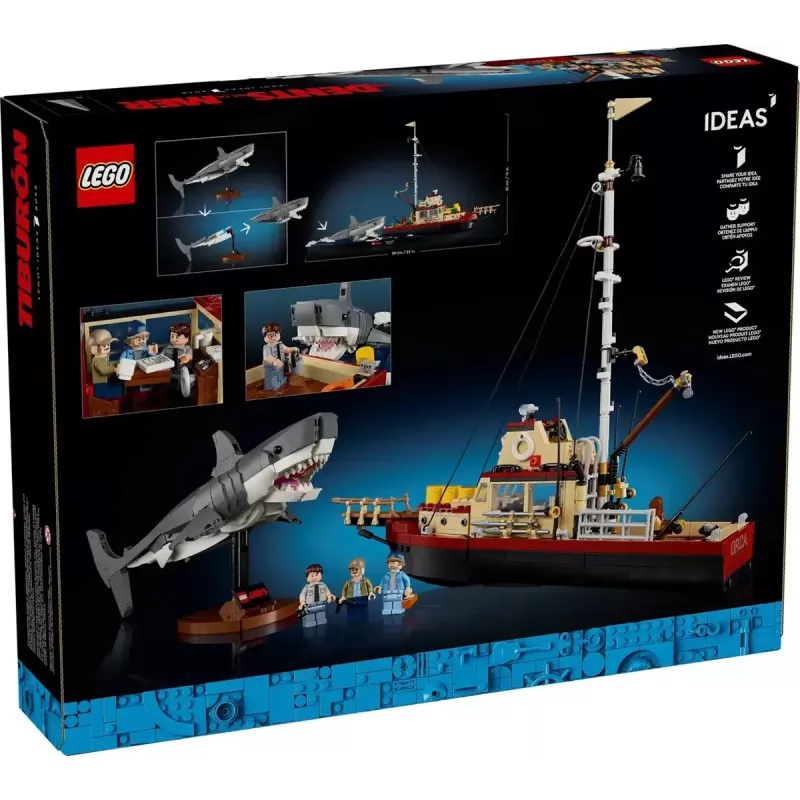 Construction toy LEGO Ideas 21350 Jaws set — 1497 pieces, 3 minifigures, boat and iconic shark, recommended age 18+