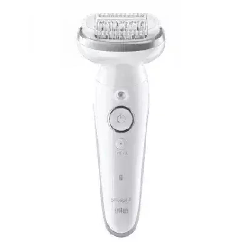 Epilator BRAUN 9-011 3D Silk-epil 9 Flex Wet & Dry — 40 tweezers, battery, massage, White/Grey