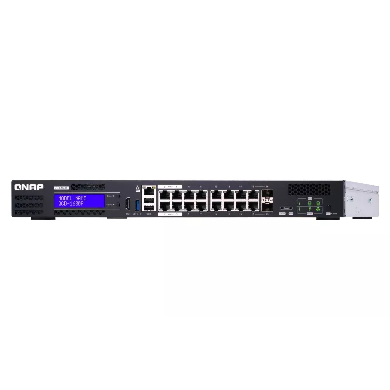 QNAP QGD-1600P Managed Gigabit Ethernet (10/100/1000) Power over Ethernet (PoE) 1U Black, Grey