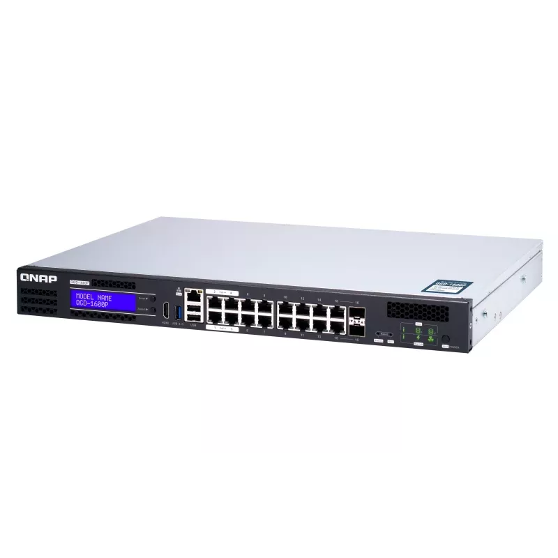 QNAP QGD-1600P Managed Gigabit Ethernet (10/100/1000) Power over Ethernet (PoE) 1U Black, Grey