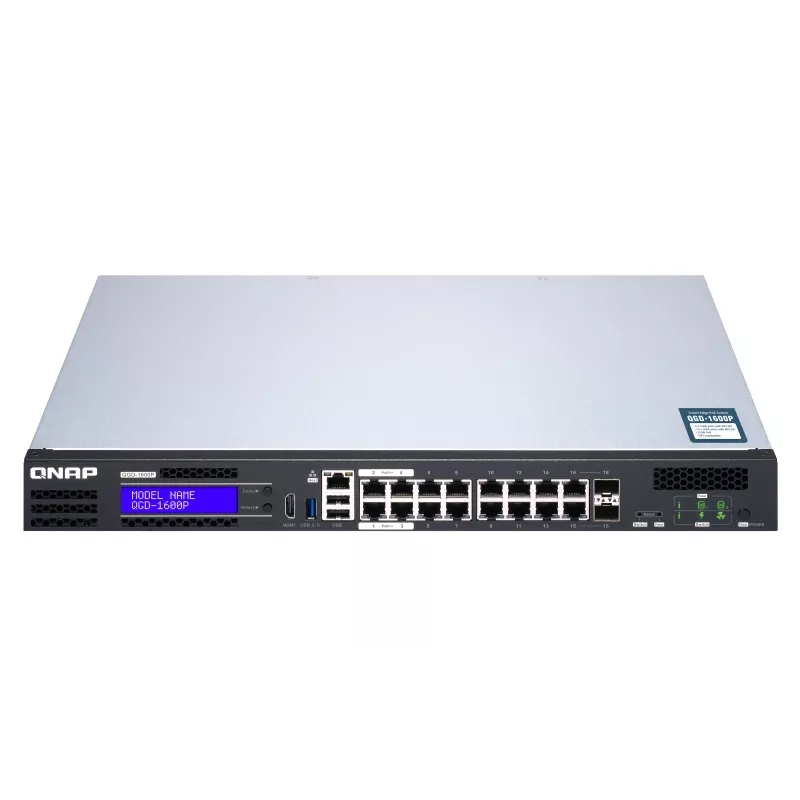 QNAP QGD-1600P Managed Gigabit Ethernet (10/100/1000) Power over Ethernet (PoE) 1U Black, Grey