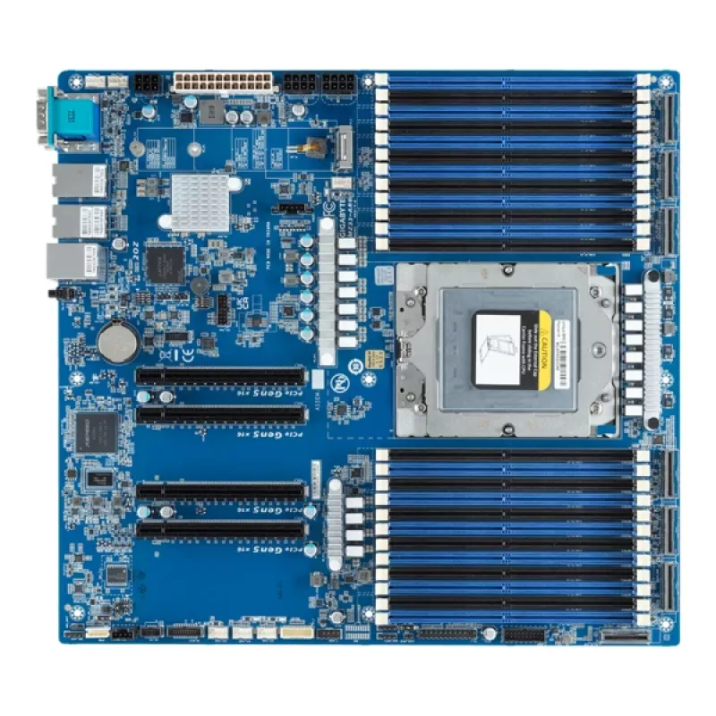 Motherboard GIGABYTE MZ33-AR0 Extended ATX for AMD EPYC 9004 Socket SP5, 24× DDR5 DIMM, 4× PCIe 5.0 x16, 2× RJ-45