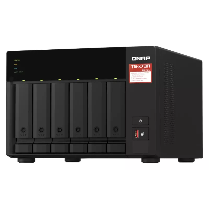 QNAP TS-673A-SW5T NAS/storage server Tower Ryzen Embedded V1500B 8 GB DDR4 0 TB QNAP QTS Black