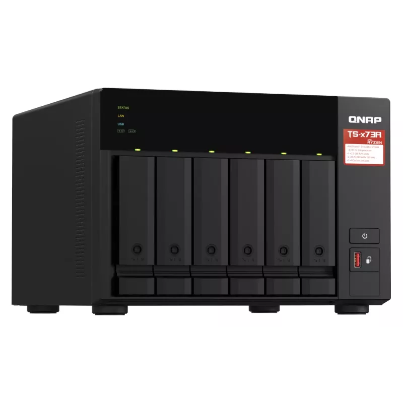 QNAP TS-673A-SW5T NAS/storage server Tower Ryzen Embedded V1500B 8 GB DDR4 0 TB QNAP QTS Black