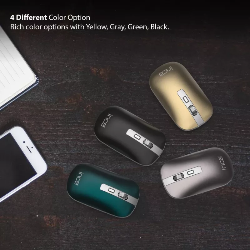 INCA Wireless Mouse Iwm-531ra - Bluetooth & Rf Wireless 2.4GHz - 1600dpi - Black/ Silver