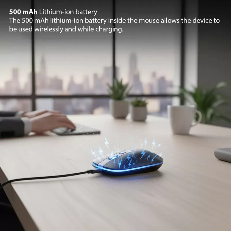 INCA Wireless Mouse Iwm-531ra - Bluetooth & Rf Wireless 2.4GHz - 1600dpi - Black/ Silver