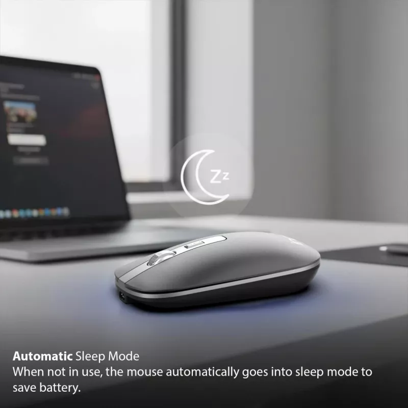 INCA Wireless Mouse Iwm-531ra - Bluetooth & Rf Wireless 2.4GHz - 1600dpi - Black/ Silver