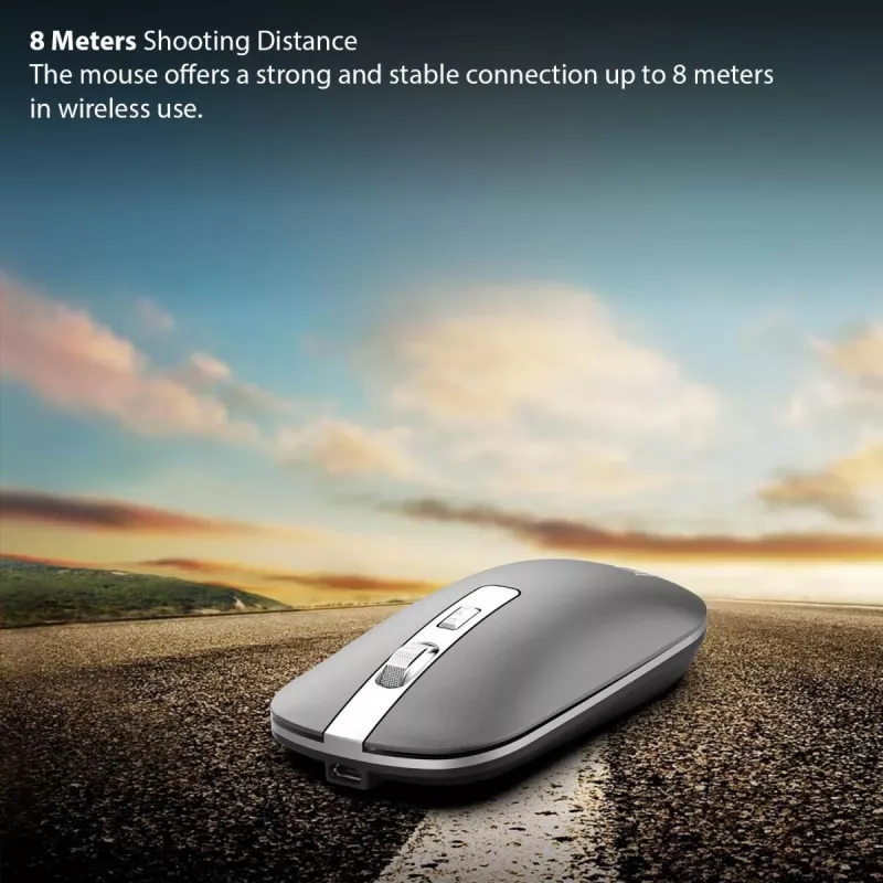 INCA Wireless Mouse Iwm-531ra - Bluetooth & Rf Wireless 2.4GHz - 1600dpi - Black/ Silver