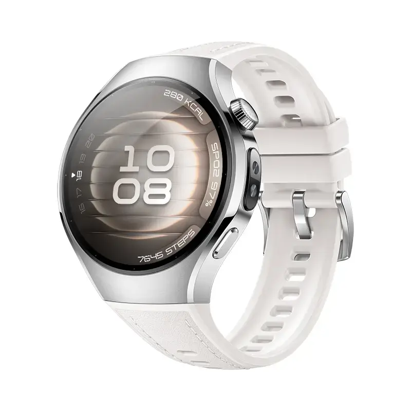 Smartwatch HUAWEI WATCH 5 — round 42 mm stainless steel case, 1.38 inch AMOLED, GPS, Bluetooth, 540 mAh battery, beige case with white band