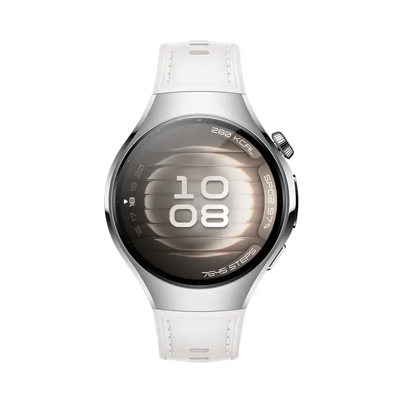 Smartwatch HUAWEI WATCH 5 — round 42 mm stainless steel case, 1.38 inch AMOLED, GPS, Bluetooth, 540 mAh battery, beige case with white band