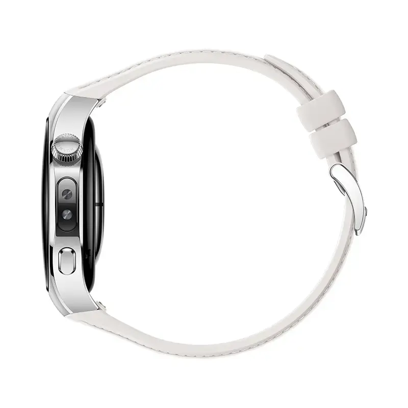Smartwatch HUAWEI WATCH 5 — round 42 mm stainless steel case, 1.38 inch AMOLED, GPS, Bluetooth, 540 mAh battery, beige case with white band