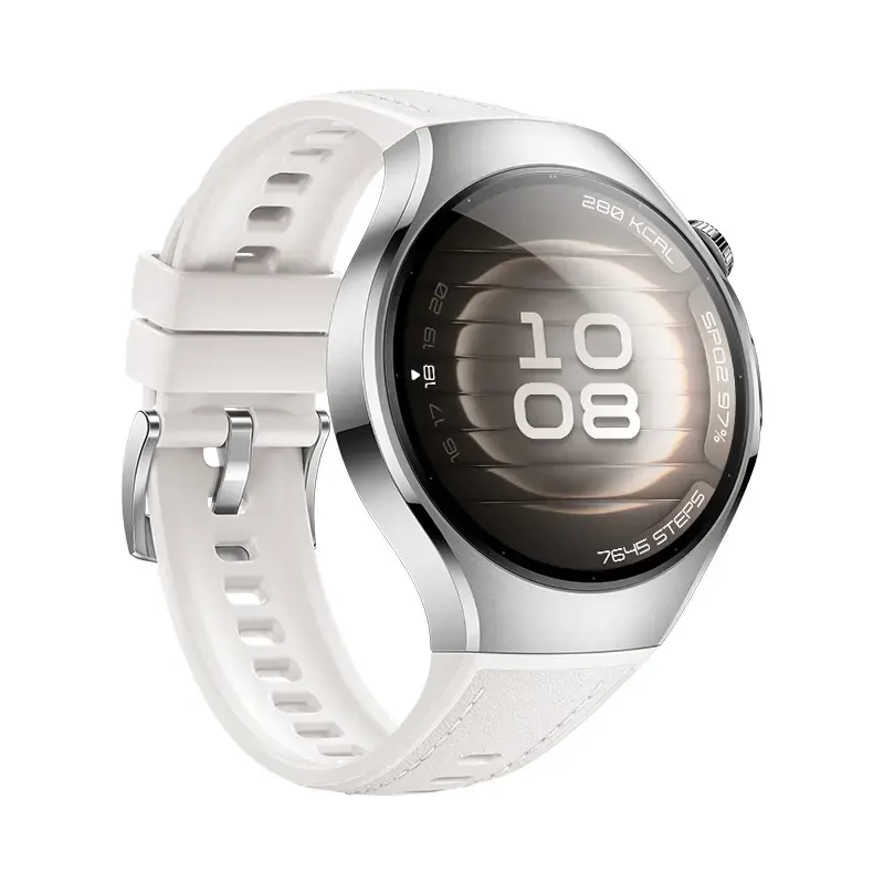 Smartwatch HUAWEI WATCH 5 — round 42 mm stainless steel case, 1.38 inch AMOLED, GPS, Bluetooth, 540 mAh battery, beige case with white band