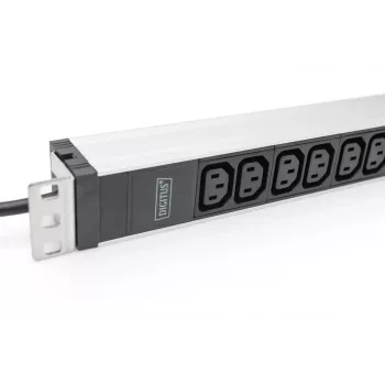 DIGITUS 1U Aluminum PDU rackmountable 12x C13 16A 230VAC 50/60Hz Safety plug