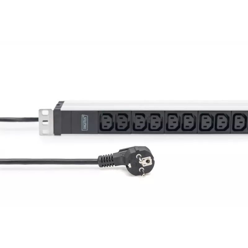 DIGITUS 1U Aluminum PDU rackmountable 12x C13 16A 230VAC 50/60Hz Safety plug