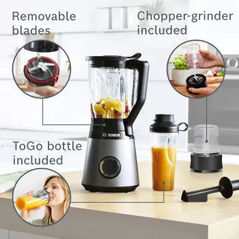 Bosch Serie 4 MMB6177S blender 1.5 L Tabletop blender 1200 W Black, Silver