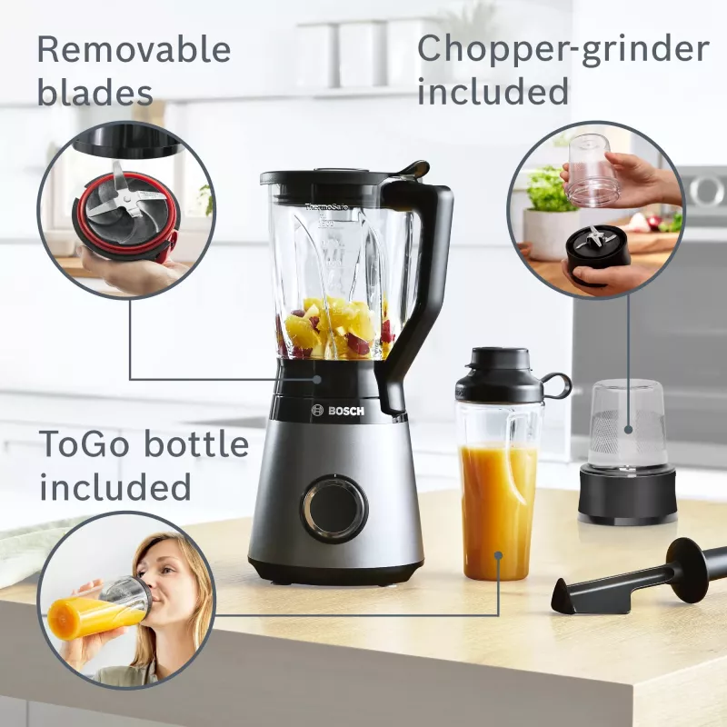 Bosch Serie 4 MMB6177S blender 1.5 L Tabletop blender 1200 W Black, Silver