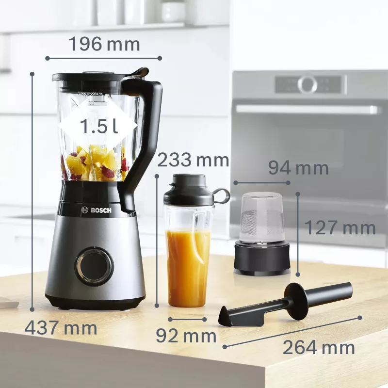 Bosch Serie 4 MMB6177S blender 1.5 L Tabletop blender 1200 W Black, Silver