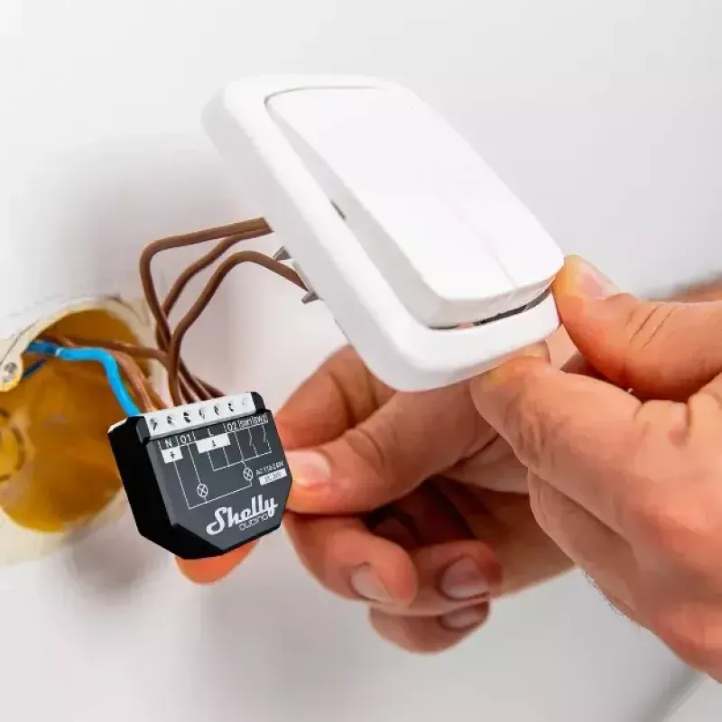 Smart switch Shelly WAVE 2PM Black (Shelly) — wireless Z-Wave, 16 A, 110–240 V, 868.4 MHz