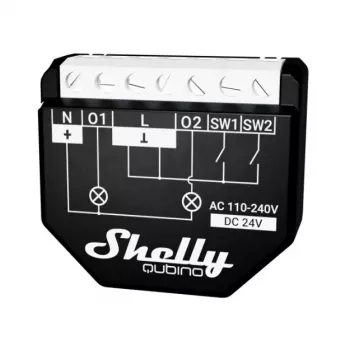 Smart switch Shelly WAVE 2PM Black (Shelly) — wireless Z-Wave, 16 A, 110–240 V, 868.4 MHz