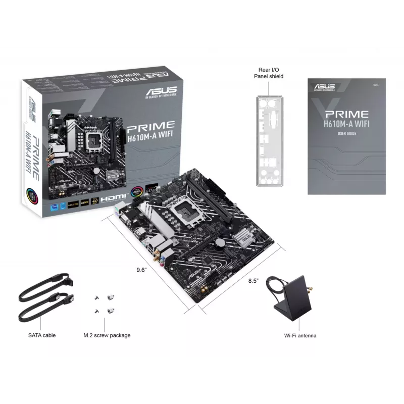 Motherboard ASUS PRIME H610M-A WIFI — Intel H610, LGA 1700, micro ATX, DDR5, 2x DIMM, Wi‑Fi 5, 7.1 audio