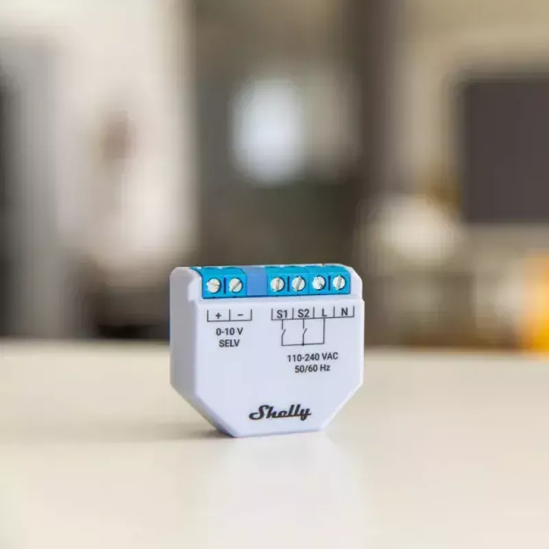 Dimmer Shelly Plus 0-10V Built-in Blue Grey Wireless Control 110-240V