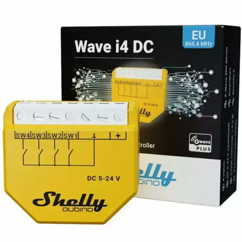 Smart Switch Shelly Qubino Wave i4 DC Yellow Wireless 5-24V