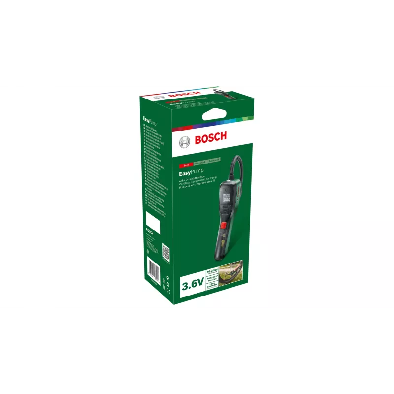 Electric air pump Bosch 0.603.947.000 — portable rechargeable 10 bar (150–150 psi), 3000 mAh, USB‑C, 10 l/min, with hose and accessories