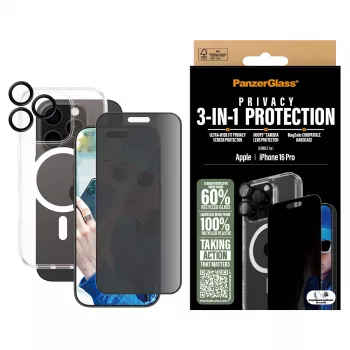 PanzerGlass 3-in-1 Privacy Protection Bundle iPhone '24 6.3 inch Pro