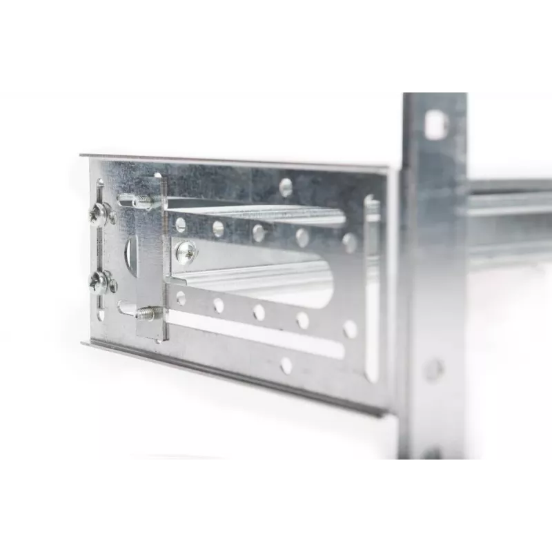 DIGITUS DIN rail holder, 4U, 178x483x223 mm, galvanized incl. din rail, variable depth and height