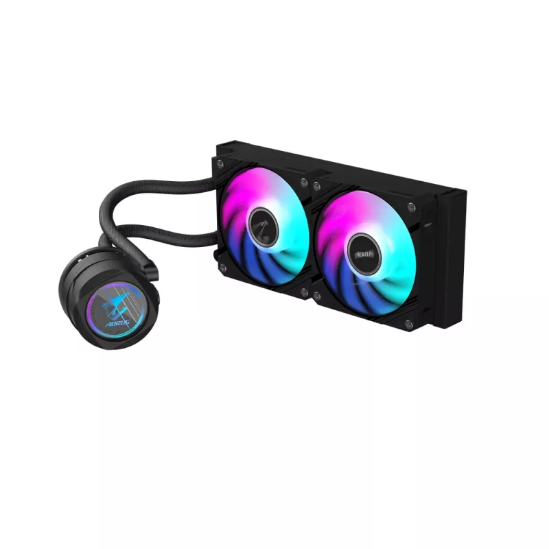 GIGABYTE AORUS WATERFORCE II 240 AIO Liquid CPU Cooler - 2x120mm ARGB Fans, slide-in interlocking mechanism, DAISY-CHAIN, Intel LGA 1851 and AMD AM5 Compatible
