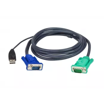 ATEN USB KVM Cable 5m, 5 m, VGA, Black, HDB-15 + USB A, SPHD-15, Male